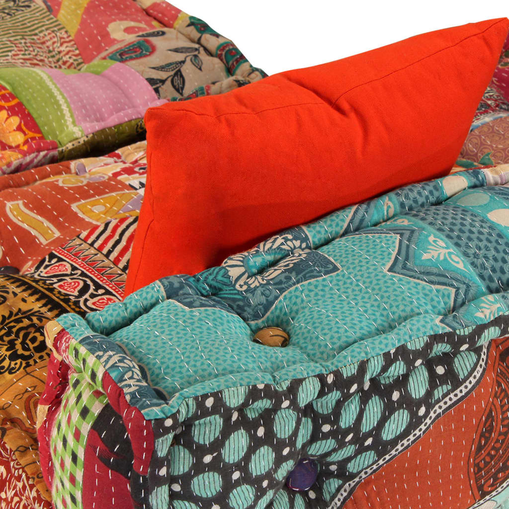 Pouf Modulare a 3 Posti in Tessuto Patchwork