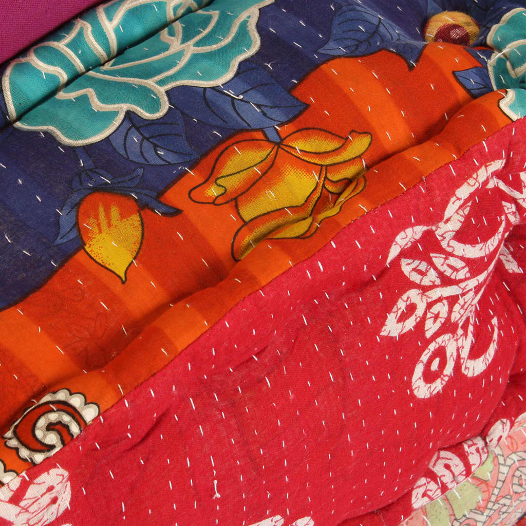 Pouf Modulare a 3 Posti in Tessuto Patchwork