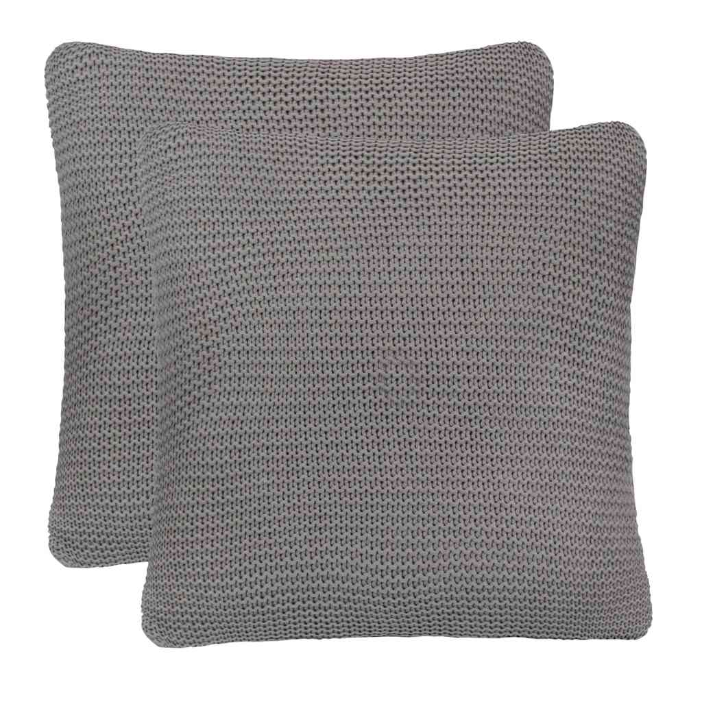 Cuscino da Lanciare Intreccio a cesto 2 pz Grigio Cotone