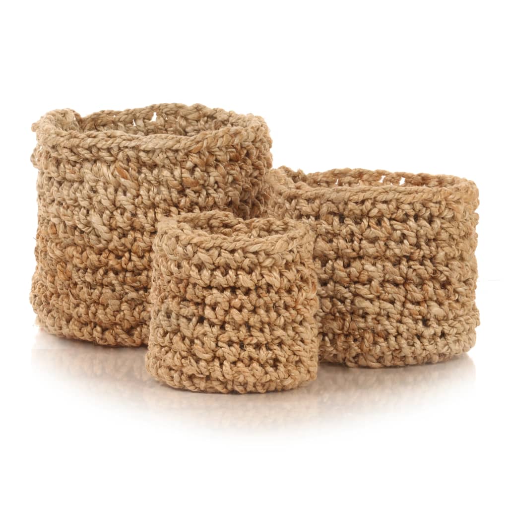Set di Cesti Portaoggetti Artigianali 3 pz in Iuta Naturale