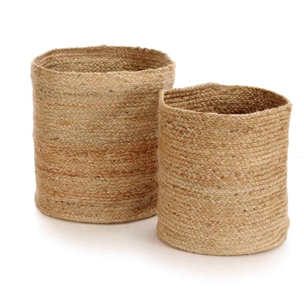 Set di Cesti Portaoggetti Artigianali 2 pz in Iuta Naturale
