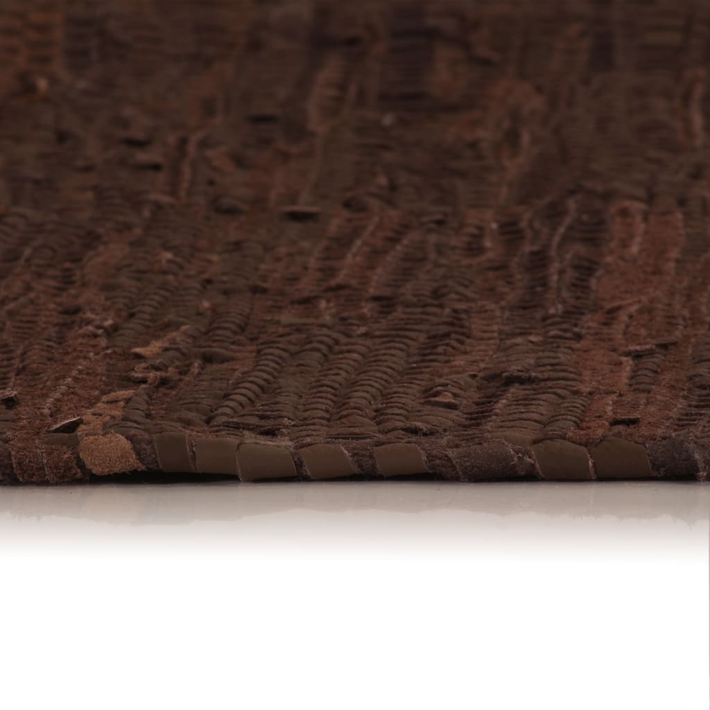 Tappeto Chindi Tessuto a Mano in Pelle 120x170 cm Marrone