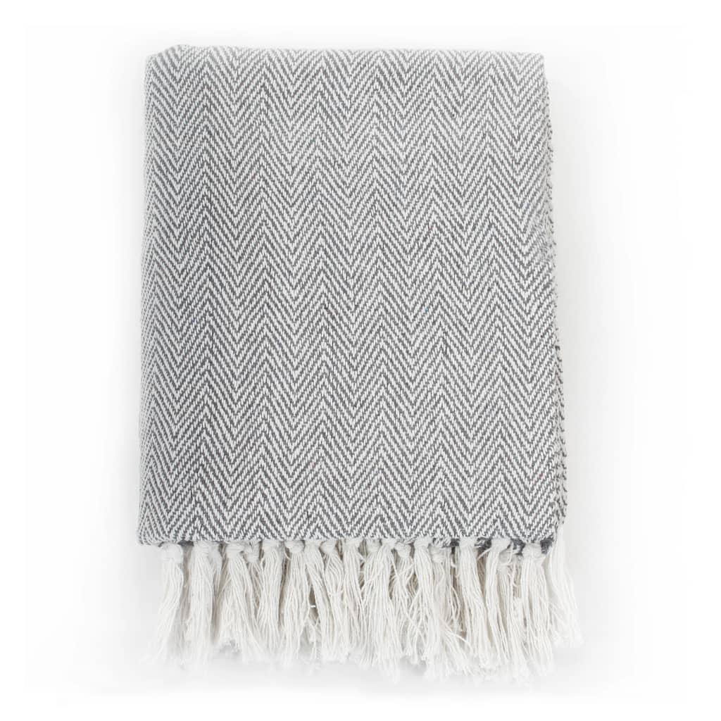 Copriletto in Cotone a Spina di Pesce 125x150 cm Grigio
