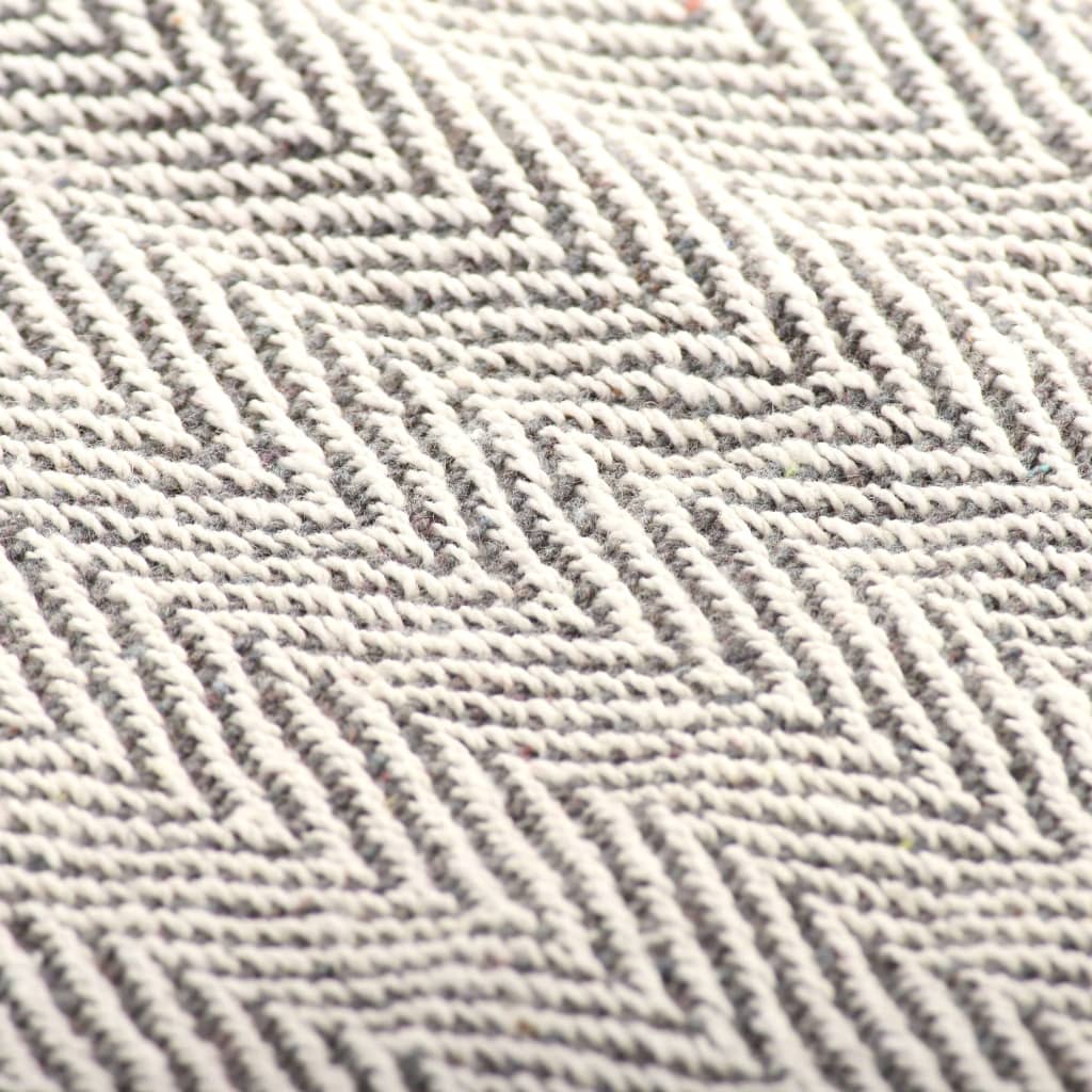 Copriletto in Cotone a Spina di Pesce 220x250 cm Grigio