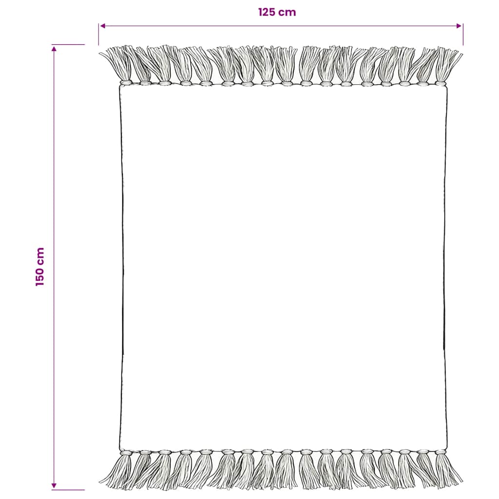 Copriletto in Cotone a Righe 125x150 cm Grigio e Bianco