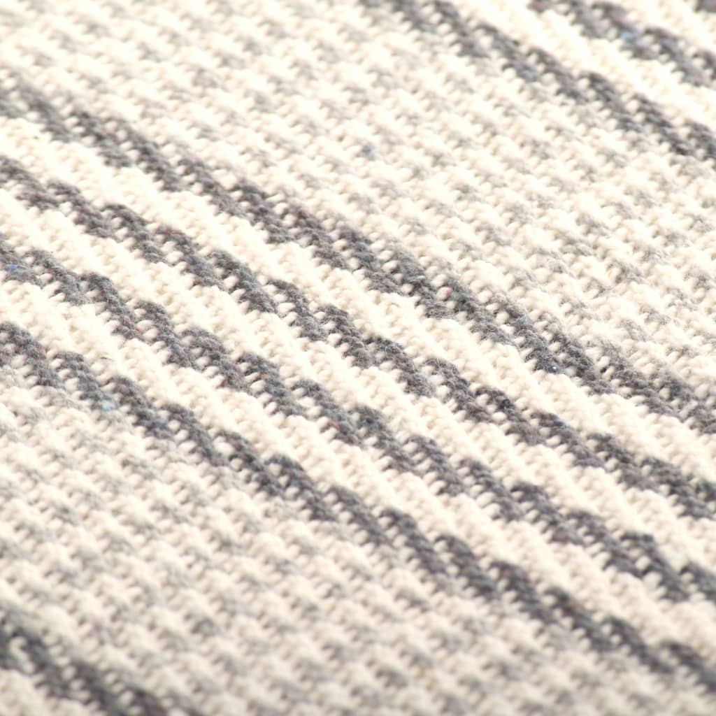 Copriletto in Cotone a Righe 220x250 cm Grigio e Bianco