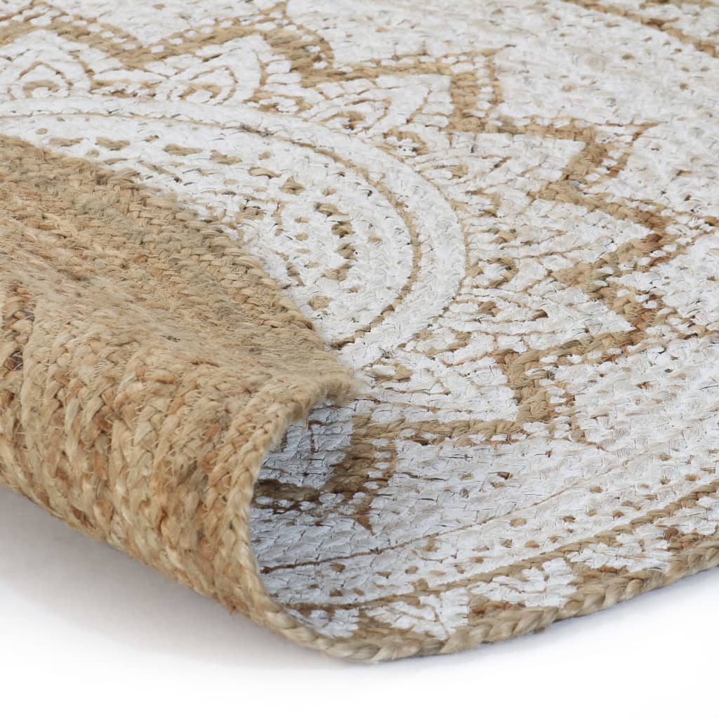 Tappeto in Juta Intrecciata con Stampa 150 cm Rotondo