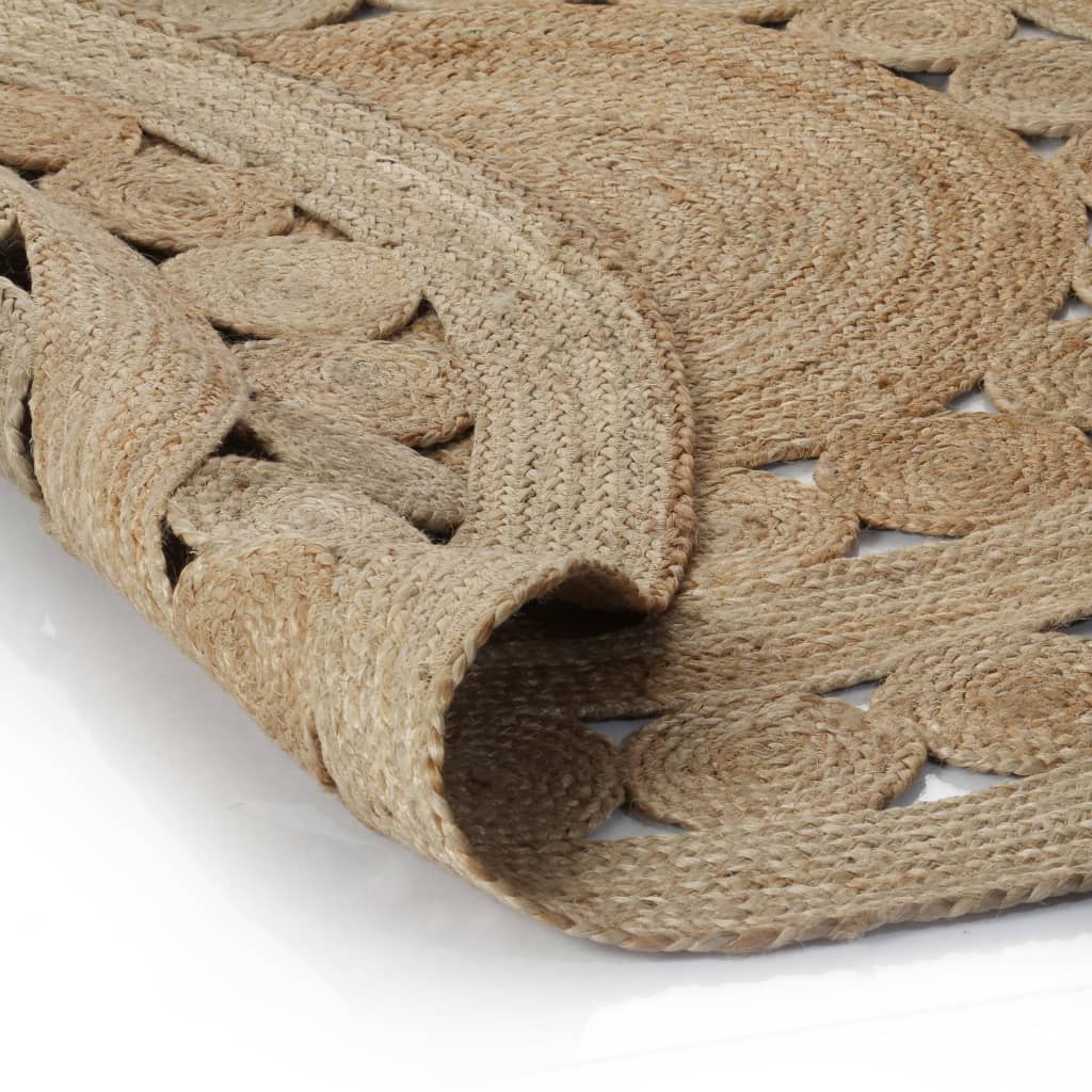 Tappeto in Juta con Design Intrecciato 120 cm Rotondo