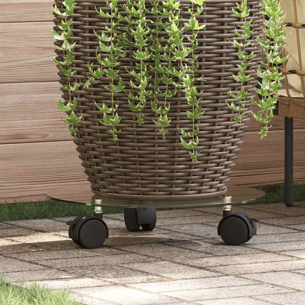 Pedane con Ruote per Piante 2pz in Vetro Temperato Rotondo 28cm
