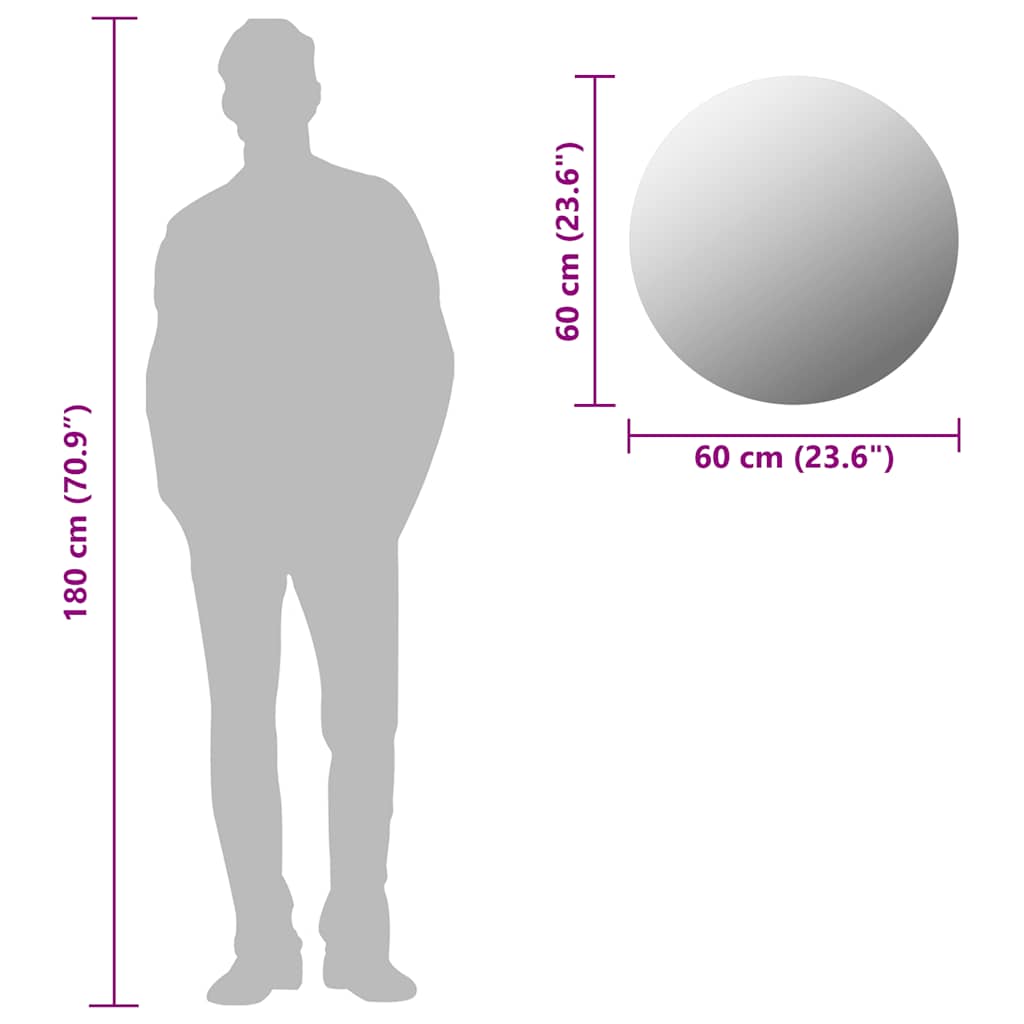 Specchio da Parete 60 cm in Vetro Circolare