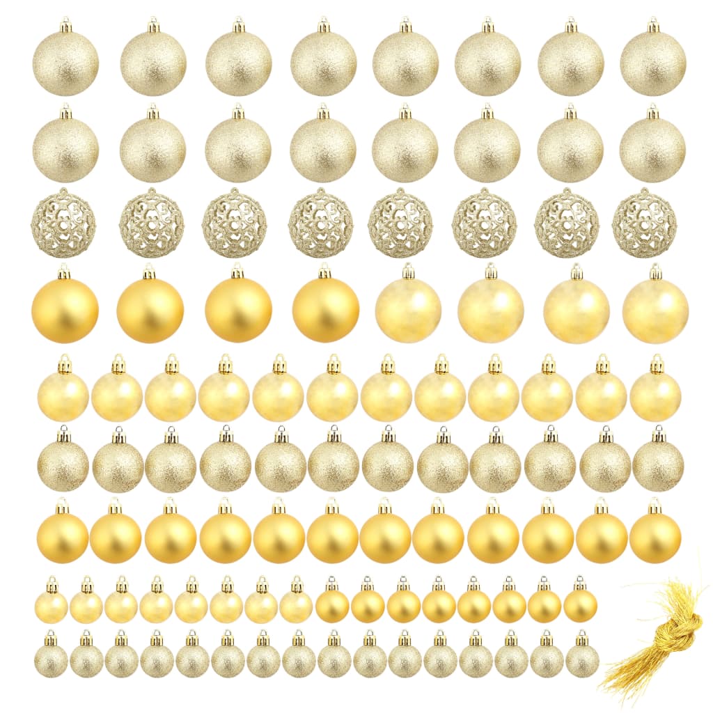 Set Palline di Natale 100 pz 3/4/6 cm Oro