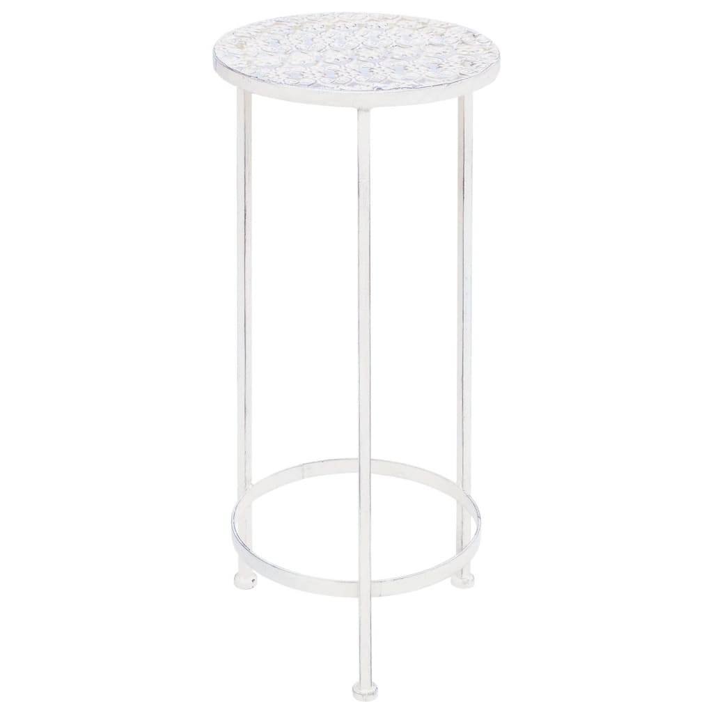 Set Piedistalli per Piante 3 pz Vintage Effetto Bianco Anticato