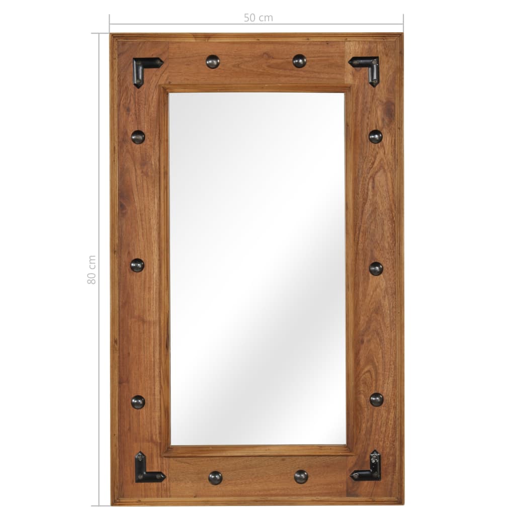 Specchio in Legno Massello di Acacia 50x80 cm