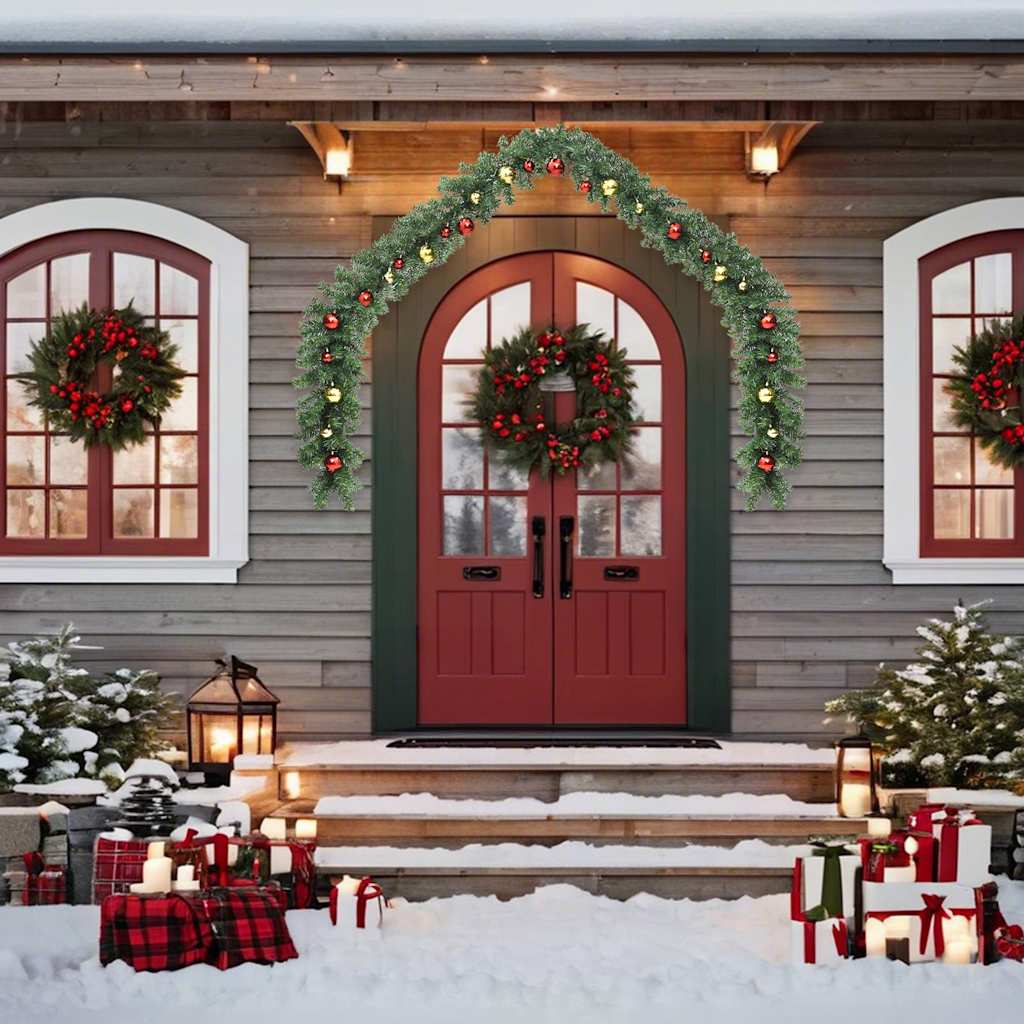 Ghirlanda di Natale Decorata con Palline e Luci a LED 5 m