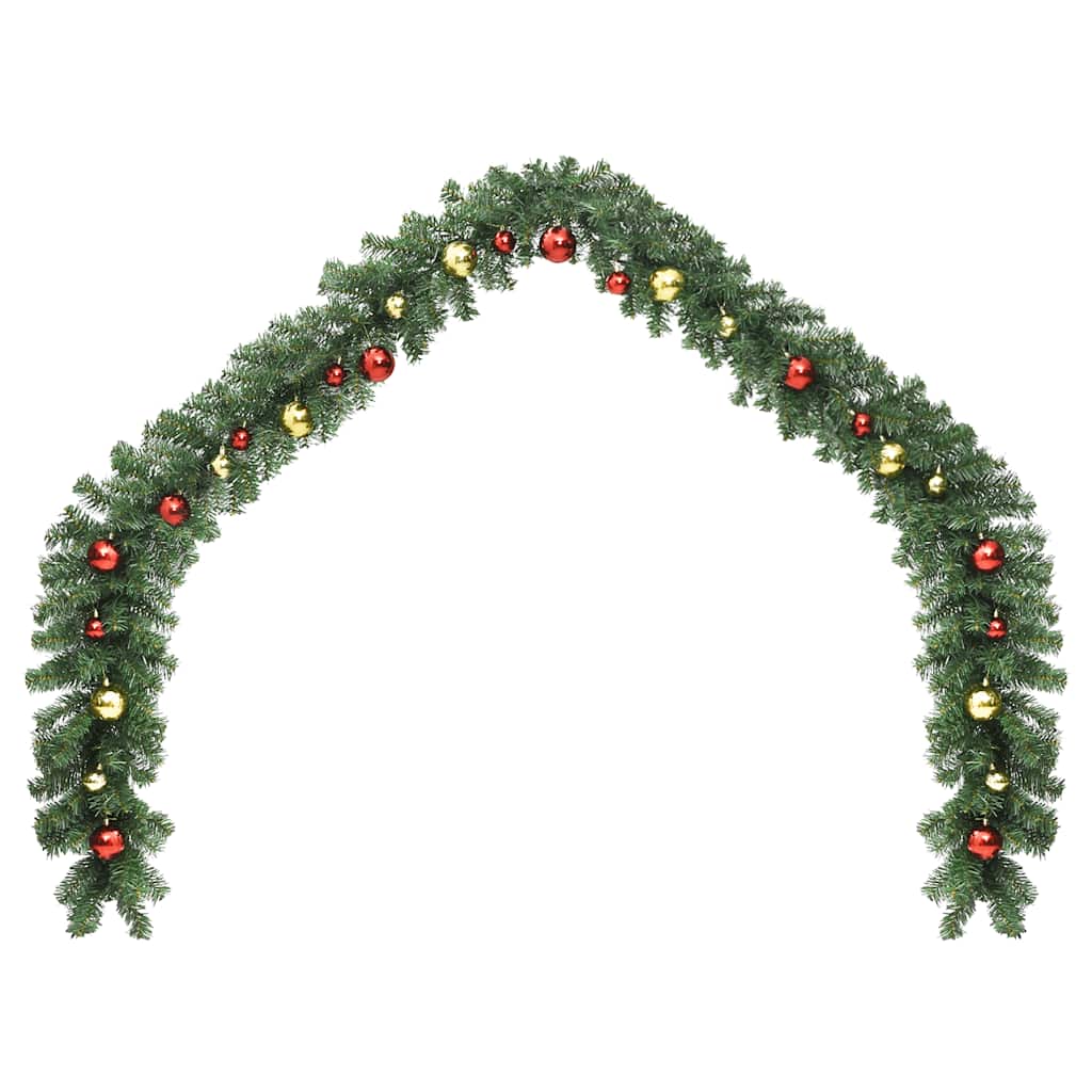 Ghirlanda di Natale Decorata con Palline e Luci a LED 5 m