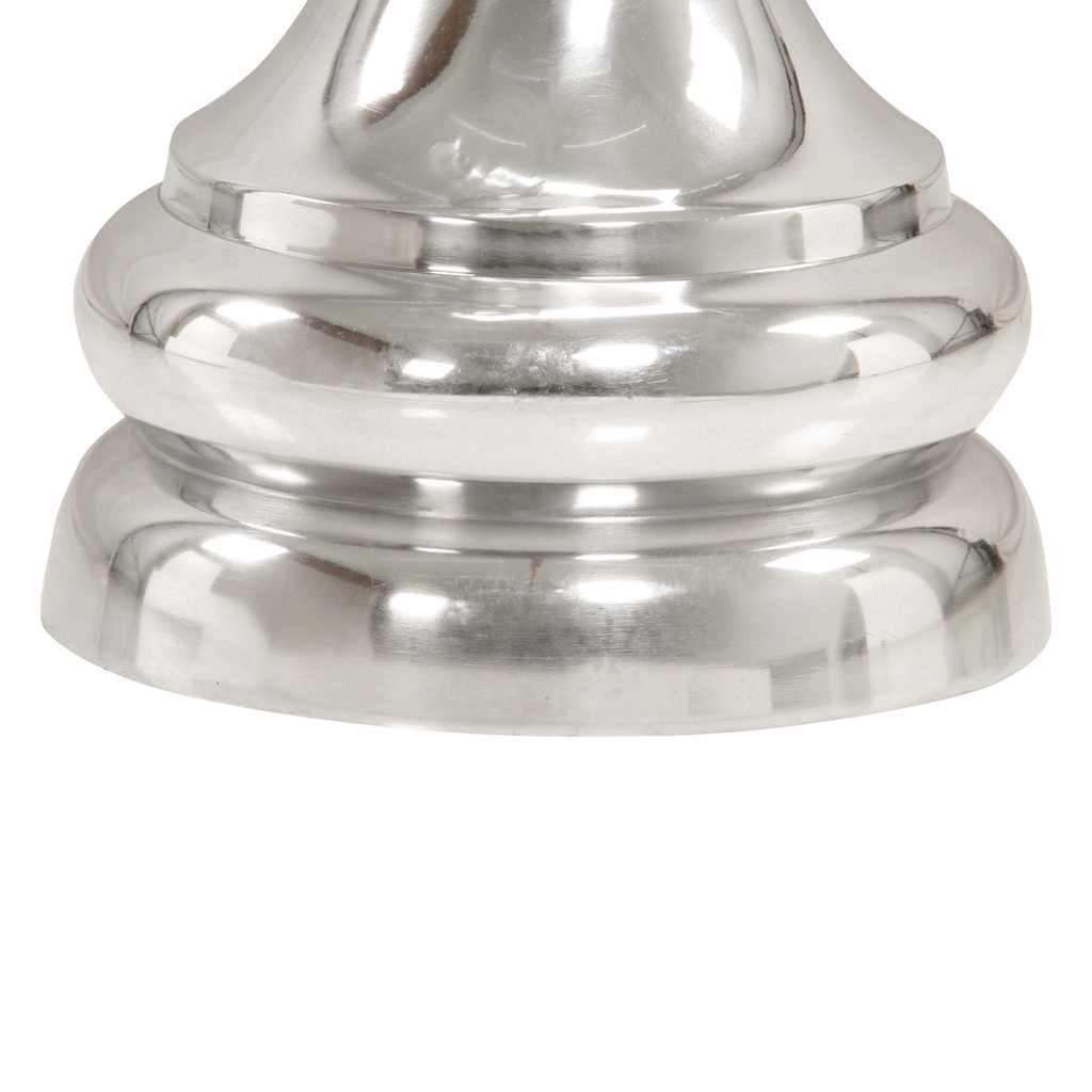 Scultura Cavallo Scacchi in Alluminio Massiccio 54 cm Argento