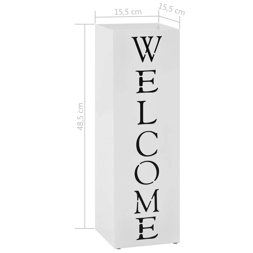 Porta Ombrelli Welcome in Acciaio Bianco