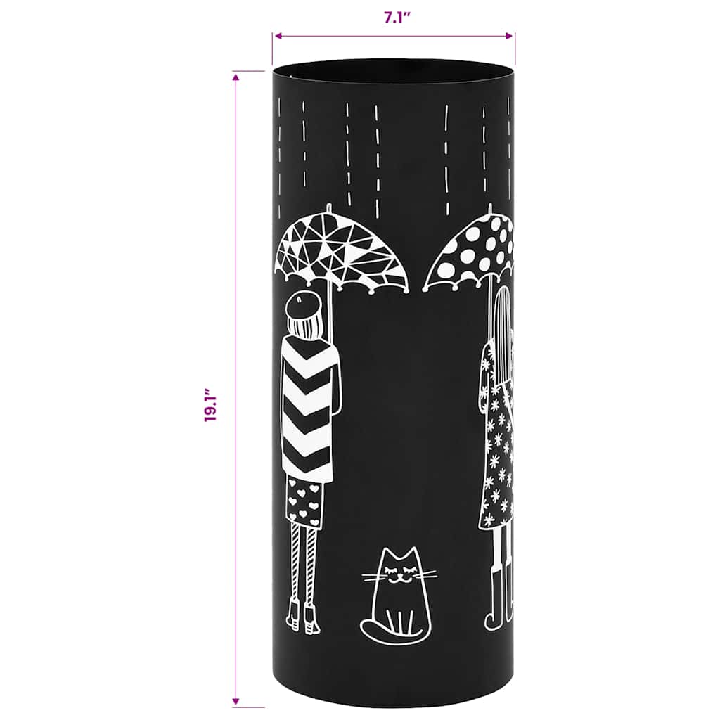 Porta Ombrelli con Disegni di Ragazze in Acciaio Nero