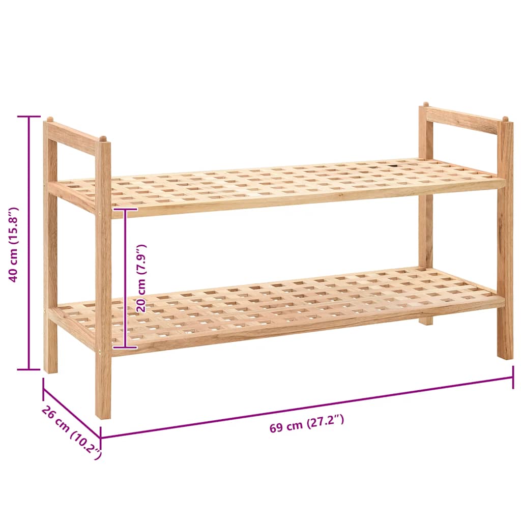 Scarpiera in Legno Massello di Noce 69x26x40 cm