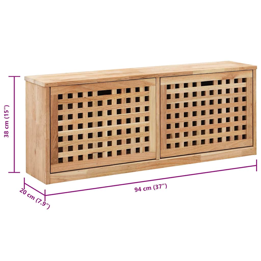 Panca con Scarpiera 94x20x38 cm in Legno Massello di Noce