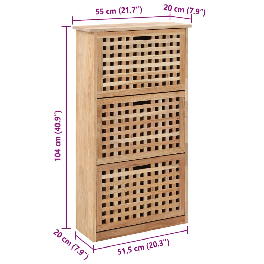 Panca con Scarpiera 55x20x104 cm in Legno Massello di Noce