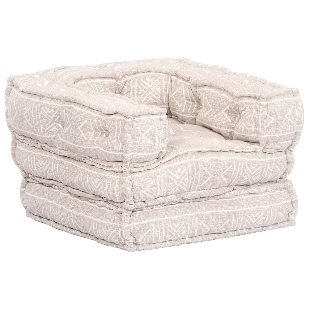 Pouf Modulare Singolo Beige in Tessuto