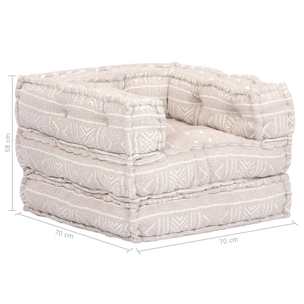 Pouf Modulare Singolo Beige in Tessuto