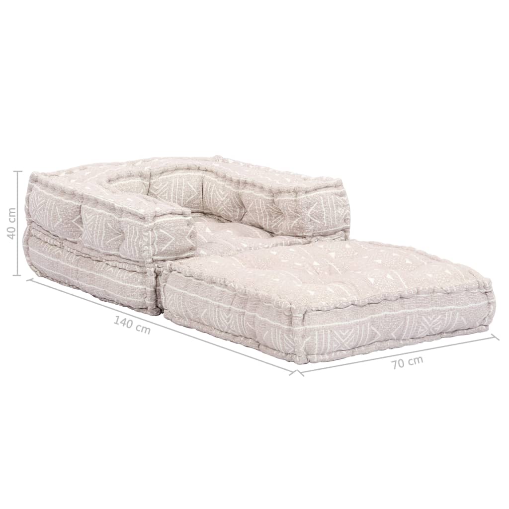 Pouf Modulare Singolo Beige in Tessuto