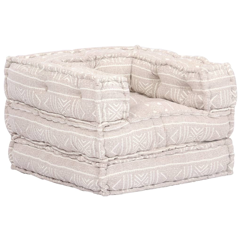 Pouf Modulare Singolo Beige in Tessuto