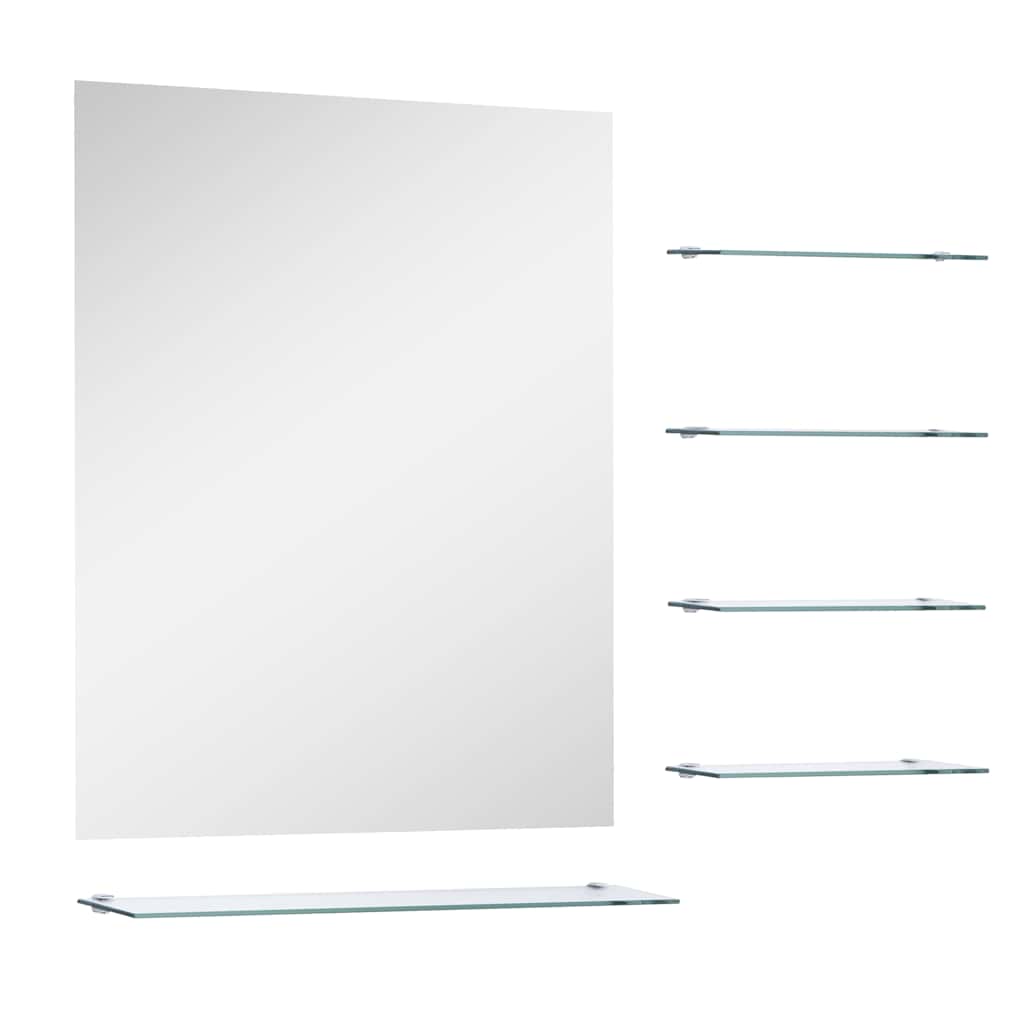 Specchio da Parete con 5 Mensole Argento 50x60 cm