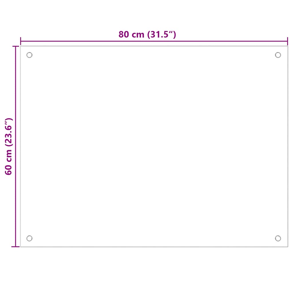 Paraschizzi per Cucina Color Latte 80x60 cm in Vetro Temperato