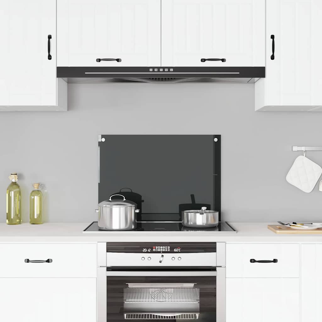 Paraschizzi per Cucina Nero 70x50 cm in Vetro Temperato
