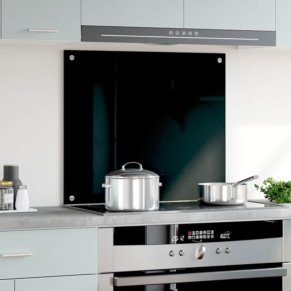 Paraschizzi per Cucina Nero 70x60 cm in Vetro Temperato