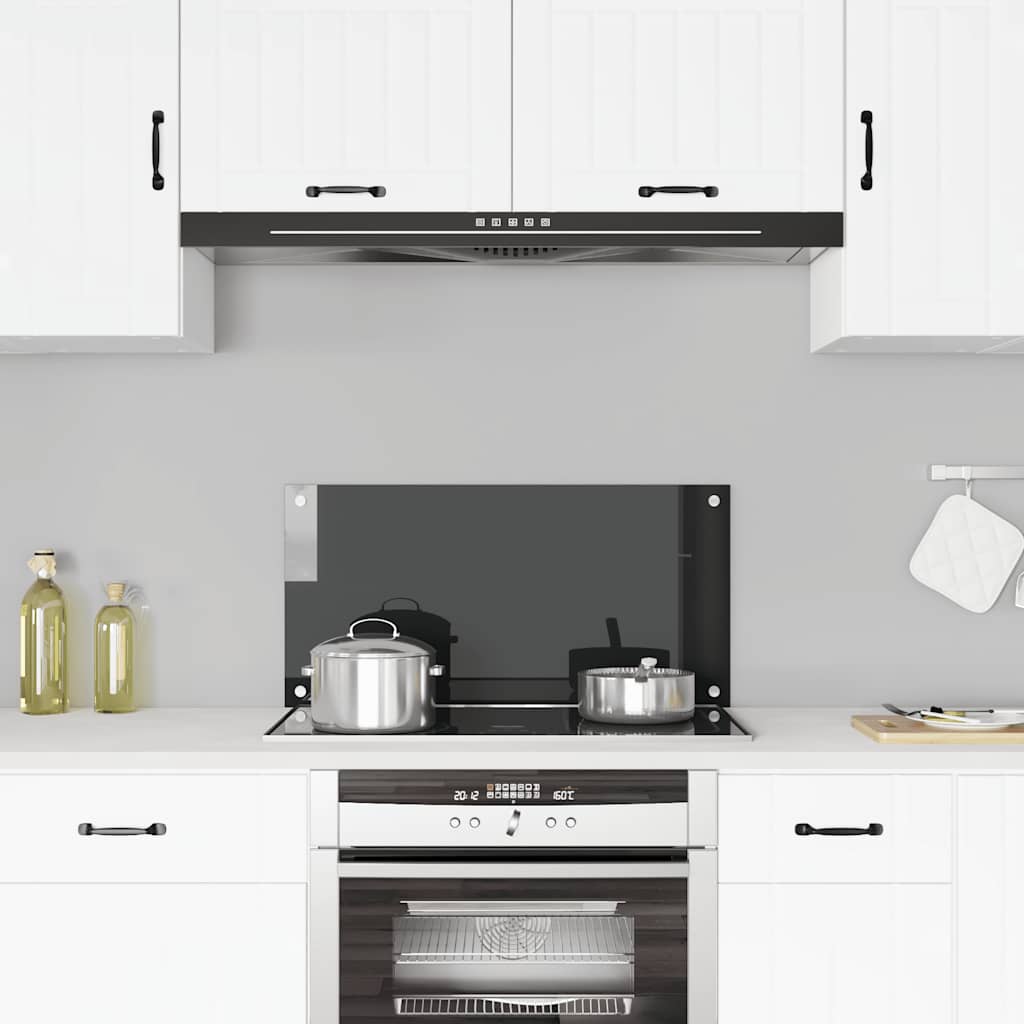 Paraschizzi per Cucina Nero 80x40 cm in Vetro Temperato