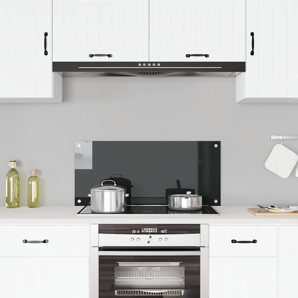 Paraschizzi per Cucina Nero 90x40 cm in Vetro Temperato