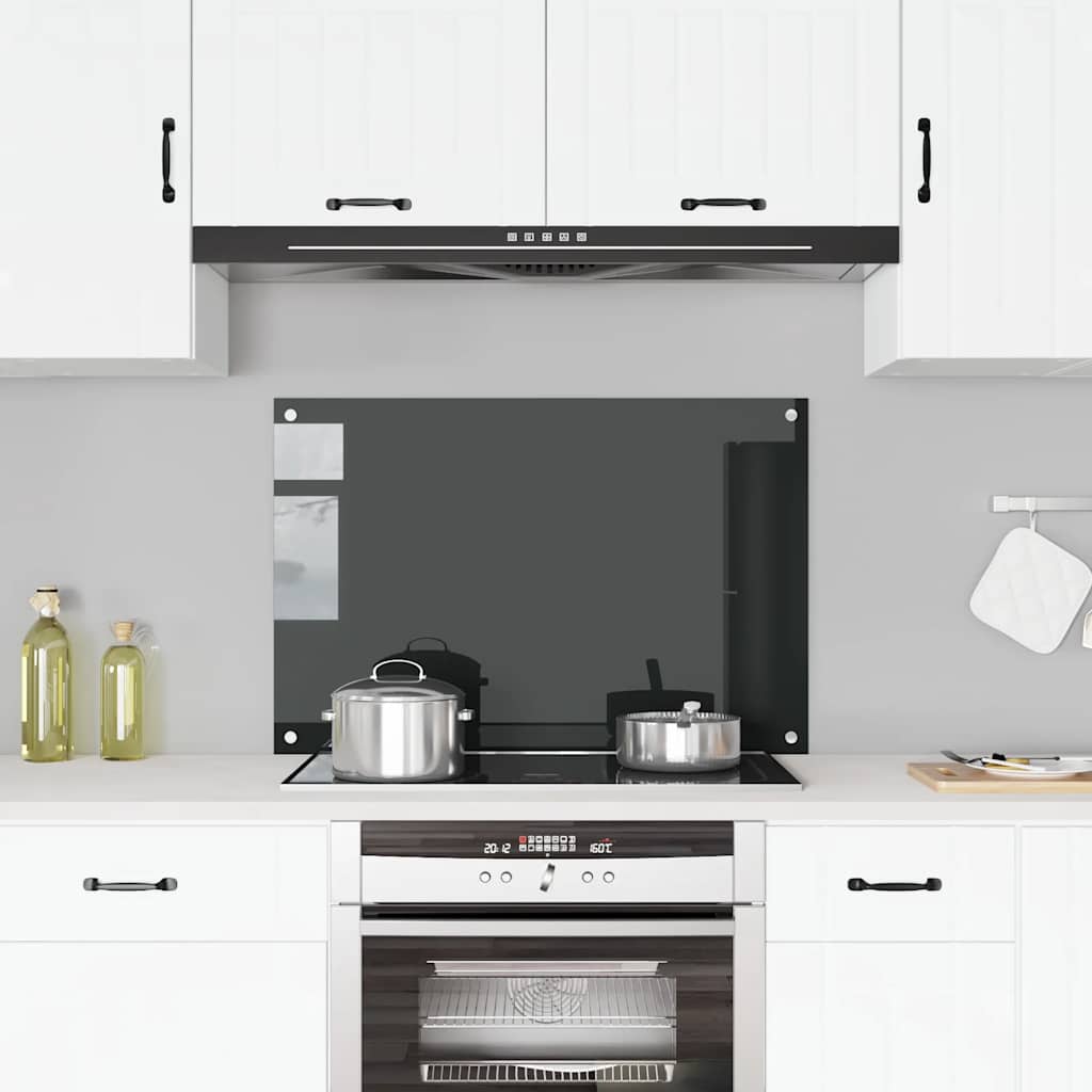 Paraschizzi per Cucina Nero 90x60 cm in Vetro Temperato