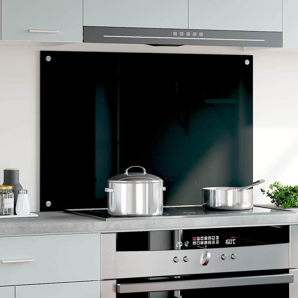 Paraschizzi per Cucina Nero 90x60 cm in Vetro Temperato