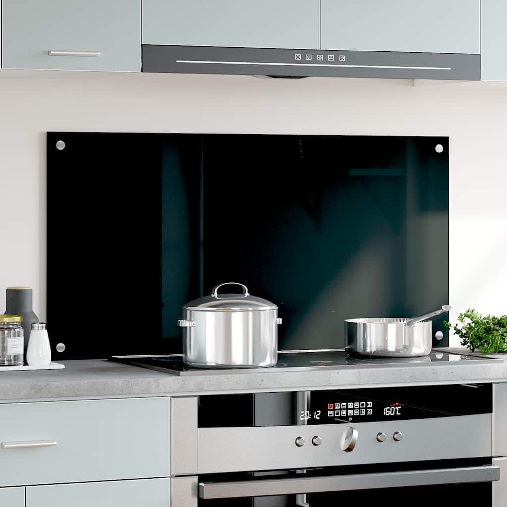 Paraschizzi per Cucina Nero 100x50 cm in Vetro Temperato