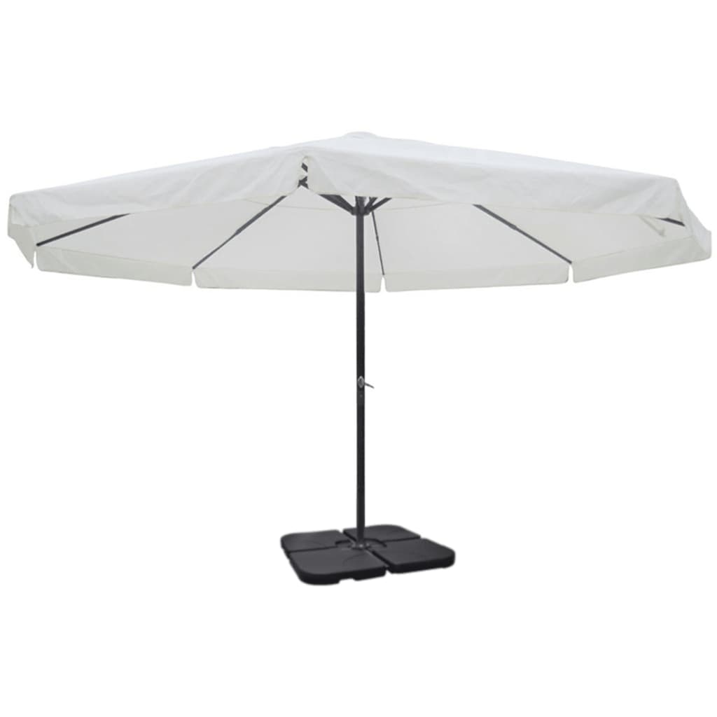 Ombrellone da Giardino in Alluminio con Base Portatile Bianco