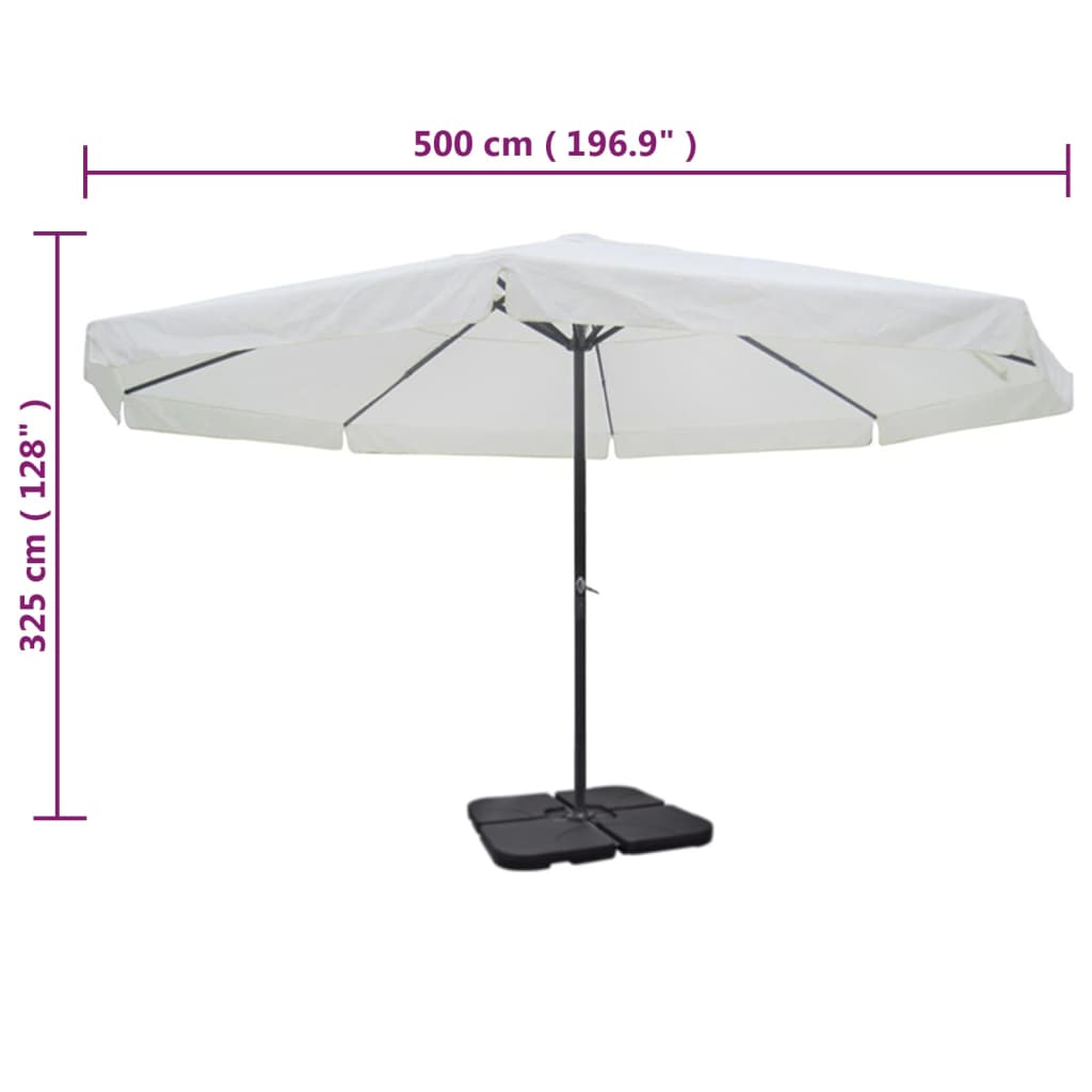 Ombrellone da Giardino in Alluminio con Base Portatile Bianco