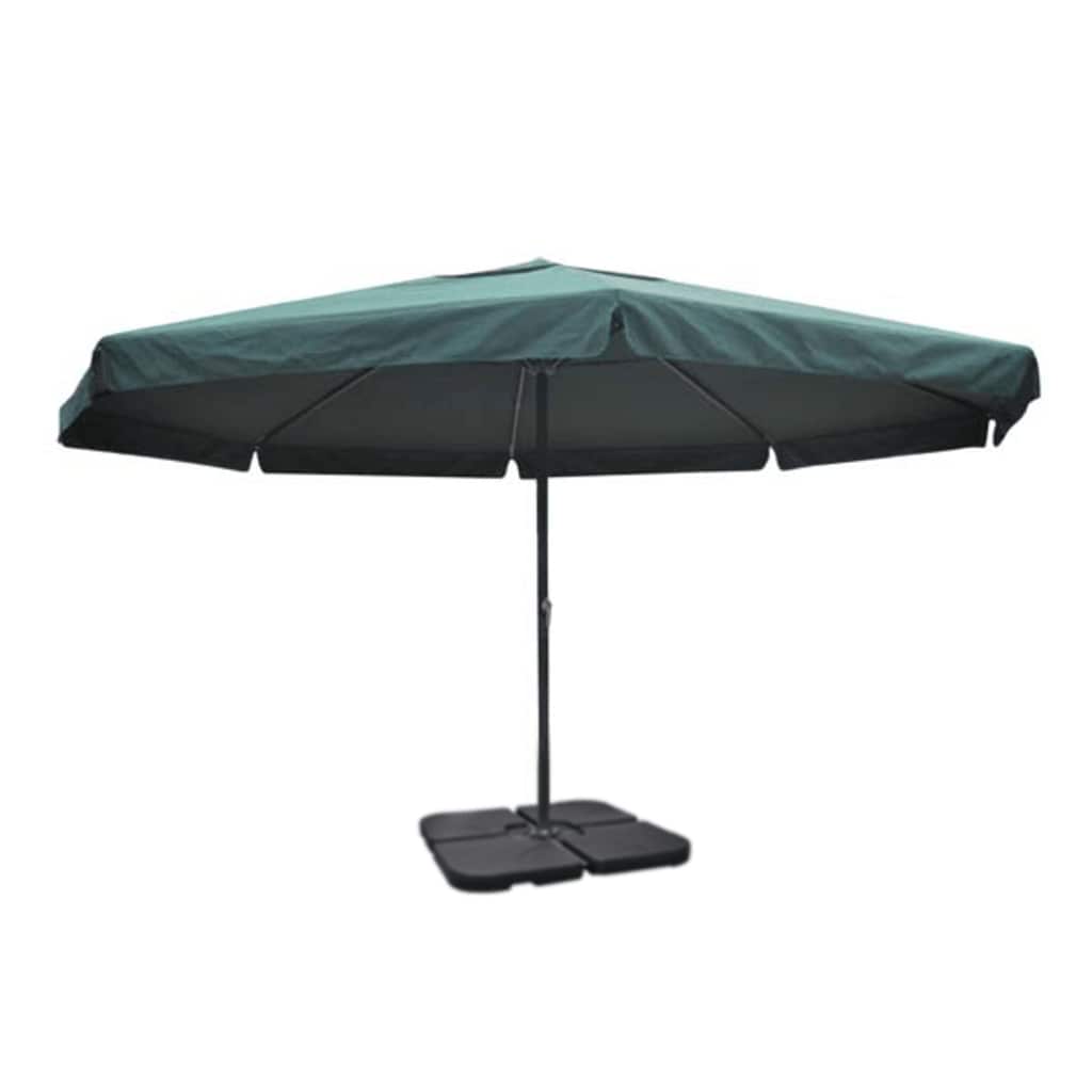 Ombrellone da Giardino in Alluminio con Base Portatile Verde