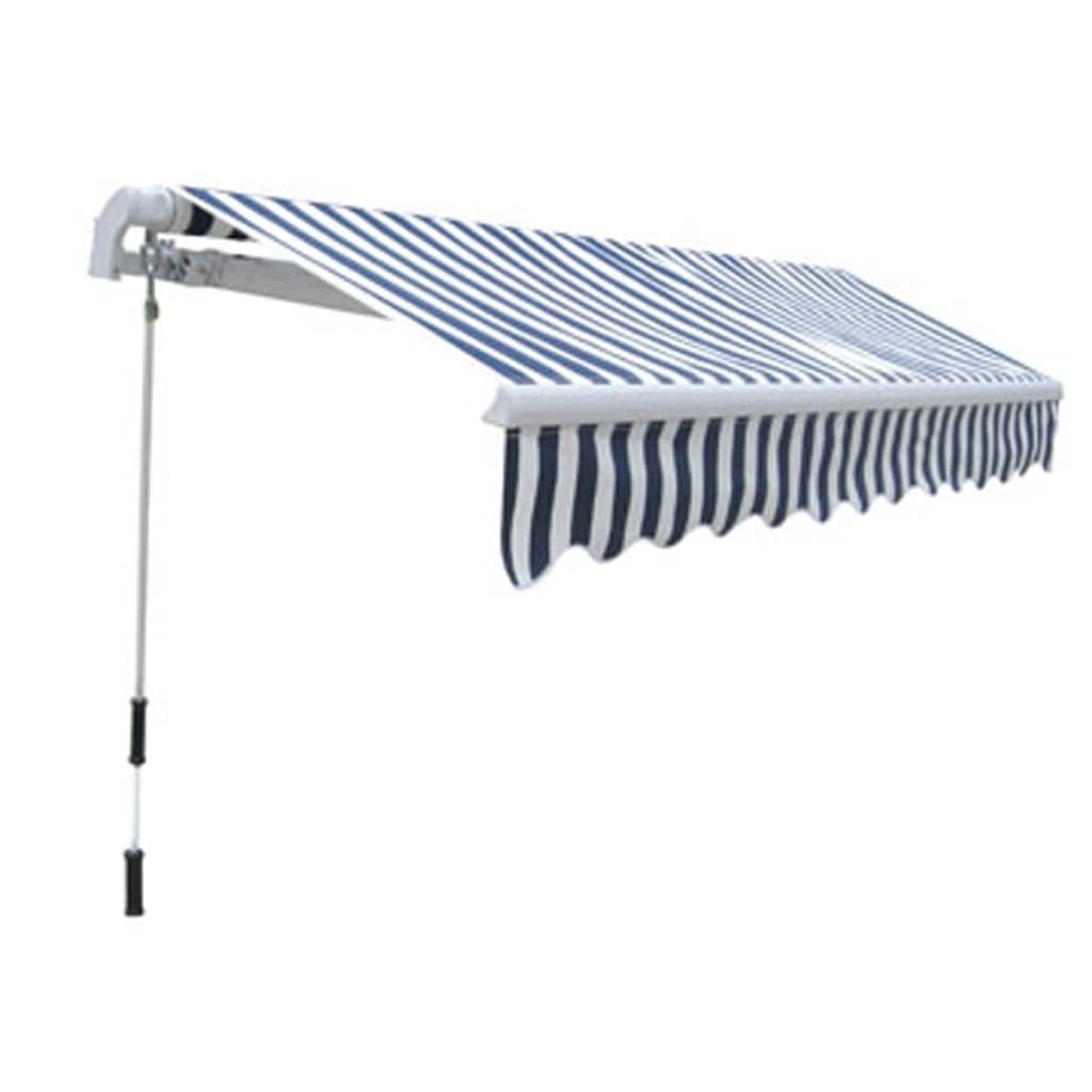 Tenda da Sole Pieghevole 300 cm Blu Marino e Bianco