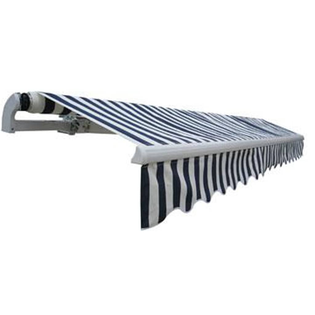 Tenda da Sole Pieghevole 400 cm Blu Marino e Bianco