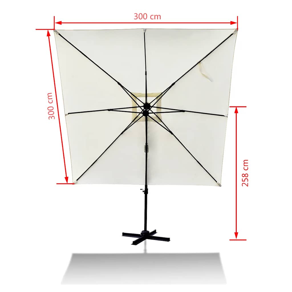 Ombrellone da Giardino Roma Alluminio con Base Portatile 3x3 m