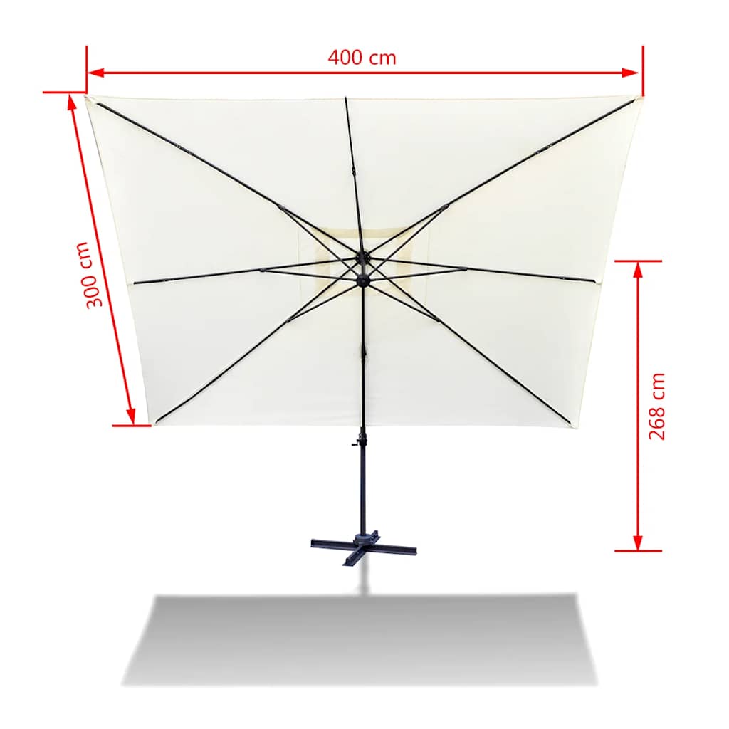 Ombrellone da Giardino Roma Alluminio con Base Portatile 3x4 m