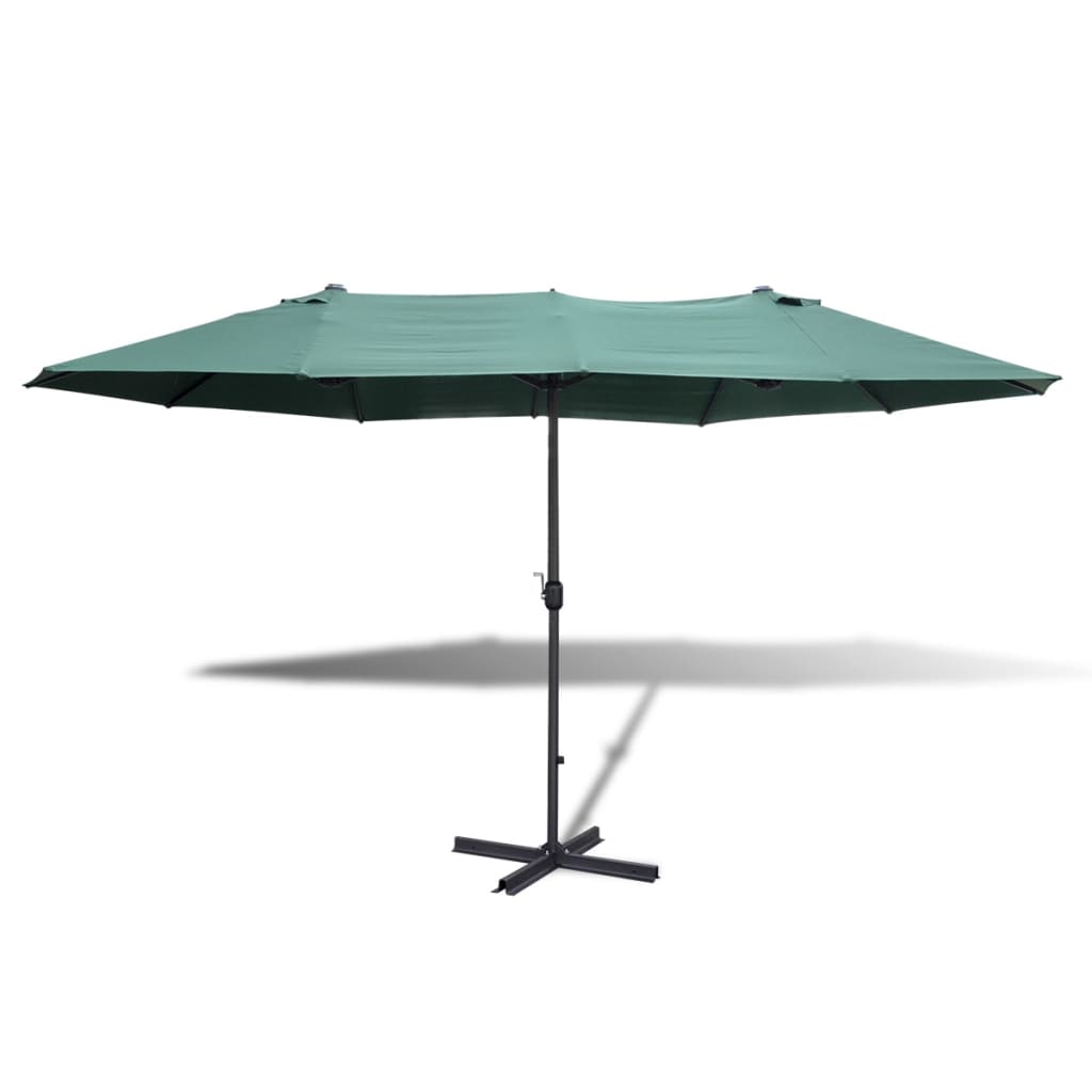 Ombrellone con Base Portatile 2,7x4,6 m in Alluminio Verde