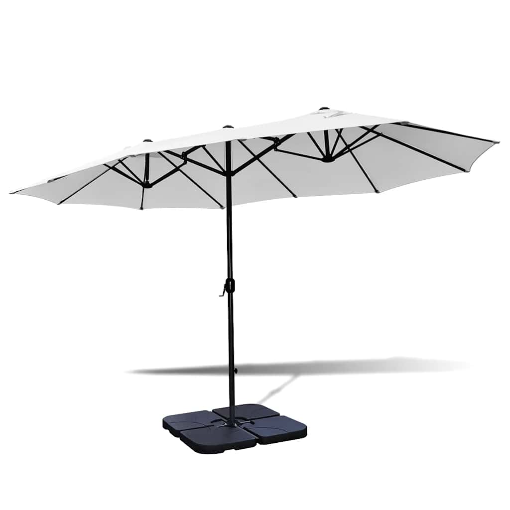 Ombrellone con Base Portatile 2,7x4,6 m in Alluminio Sabbia