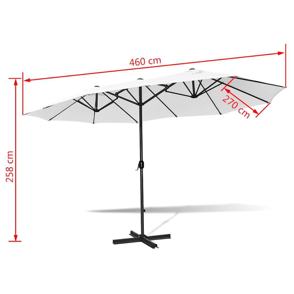 Ombrellone con Base Portatile 2,7x4,6 m in Alluminio Sabbia