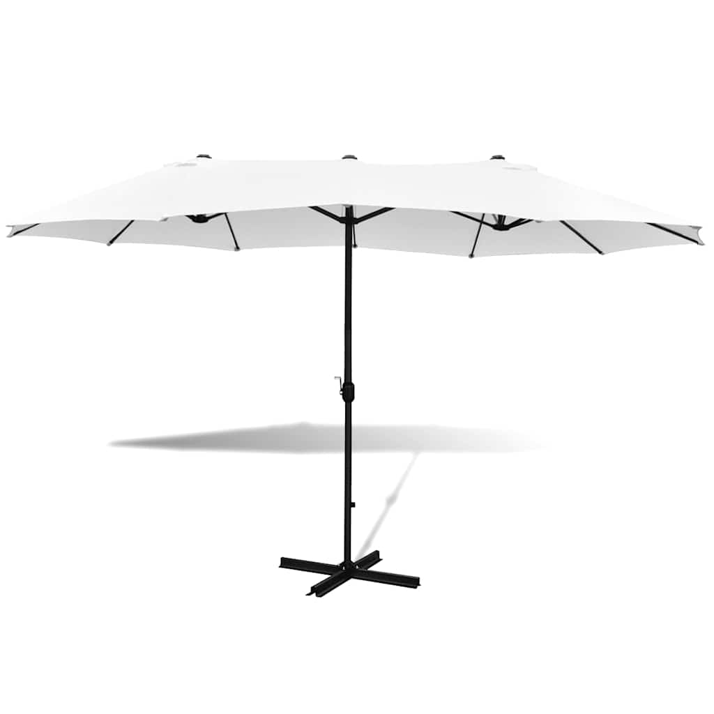 Ombrellone con Base Portatile 2,7x4,6 m in Alluminio Sabbia
