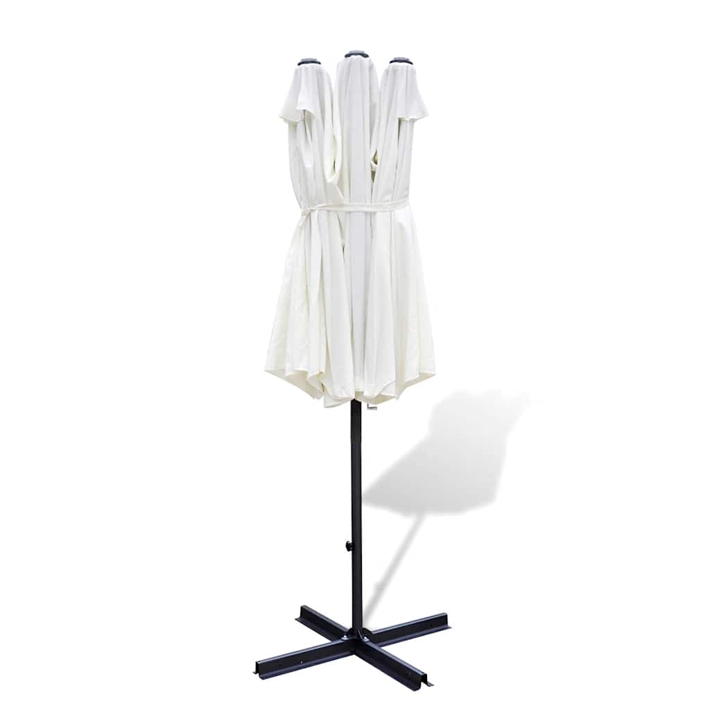 Ombrellone con Base Portatile 2,7x4,6 m in Alluminio Sabbia